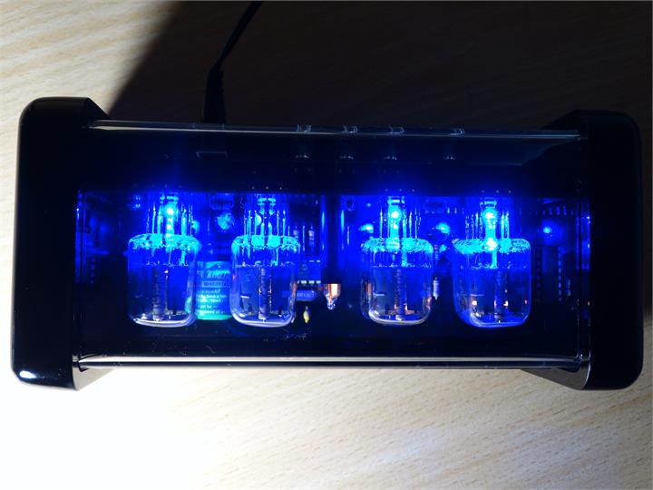 Nixie Clock 6 IN-12 tubes black glossy case & alarm & blue LED steampunk retro 